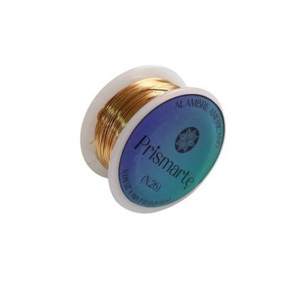 Alambre Americano Bronce Baño Dorado 0.4mm (N°26). Venta por 25mt