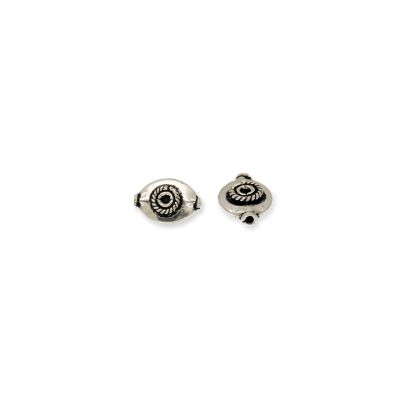 Separador Plata Envejecida Bali 122 Ovalo Plano Circulo 12x17mm. Venta por 2 Unidades