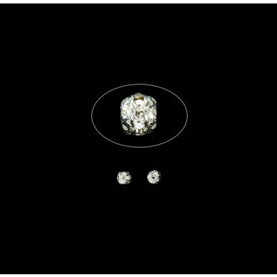 Separador Aluminio Plateado Bola Brillantes Cristal 8mm. Venta por 6 Unidades