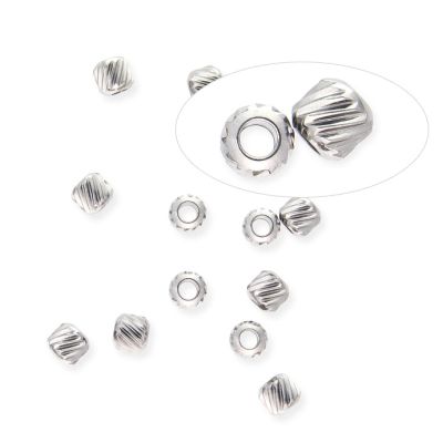 Bola Lisa Acero Inoxidable Cincelada 4mm Hueco 2mm. Venta por 12 Unidades
