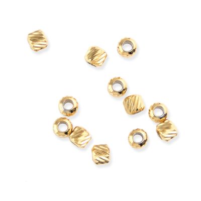 Bola Lisa Acero Inoxidable Cincelada 4mm Hueco 2mm Baño Dorado . Venta por 12 Unidades