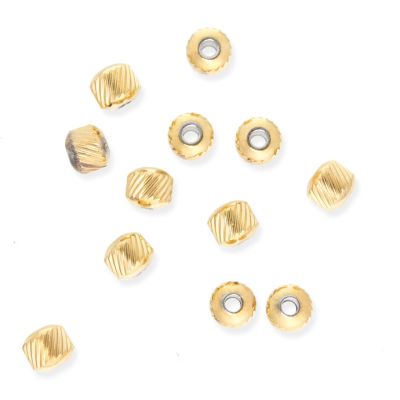 Bola Lisa Acero Inoxidable corrugada 6mm Hueco 2mm baño dorado. Venta por 12 Unidades