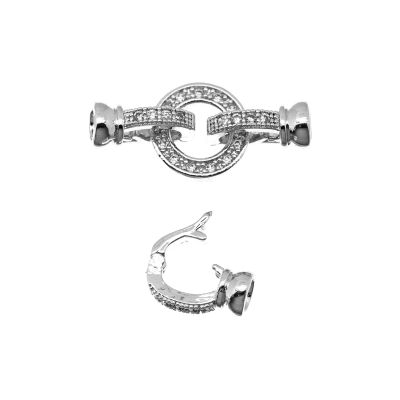 Broche Latón Galvanizado Platino AAA e-coating Argolla Brillantes 20mm. Venta por Unidad