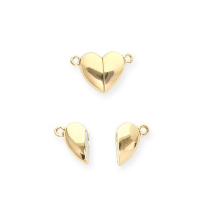 Broche Acero Inoxidable Baño Dorado Iman Corazon 11mm 2 Argollas. Venta por Unidad