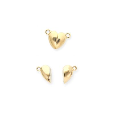 Broche Acero Inoxidable Iman Corazon Baño Dorado 9mm 2 Argollas. Venta por Unidad