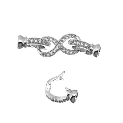 Broche Latón Galvanizado Platino AAA e-coating Infinito Brillantes 30mm. Venta por Unidad