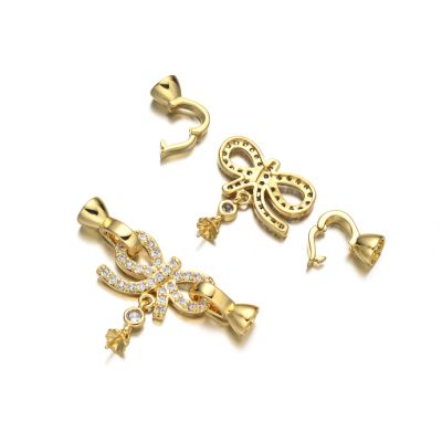 Broche Laton Dorado 30mm Moño Brillantes AAA e-coating. Venta por Unidad