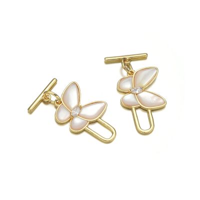 Broche Latón Toogle Dorado AAA e-coating Mariposa Nacar K1514 16mm. Venta por Unidad