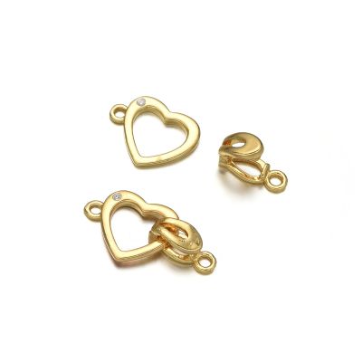 Broche Latón Toogle Gancho Dorado AAA e-coating Corazon K1529 14mm. Venta por Unidad