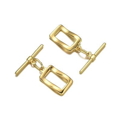 Broche Latón Toogle Rectangulo Dorado AAA e-coating K95 15mm. Venta por Unidad