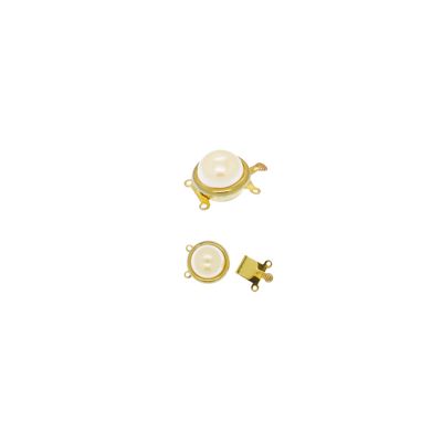 Broche Latón Dorado Perla Japonesa 12mm 2 Hilos 15mm. Venta por Unidad