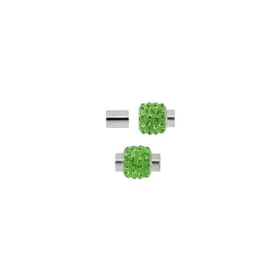 Broche Terminal Latón Libre Niquel Tubo Magnetico 17mm 6mm interno Brillantes Pave Peridot