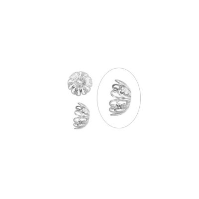 Campana Aluminio Plateado Filigrana Labrado Flor 15mm. Venta por 72 Unidades