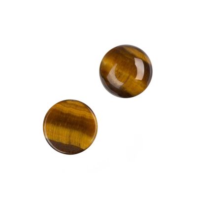 Cabuchon Moneda Ojo de Tigre Amarillo 10mm (Natural). Venta por Unidad