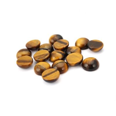 Cabuchon Moneda Ojo de Tigre Amarillo 8mm AA (Natural). Venta por Unidad