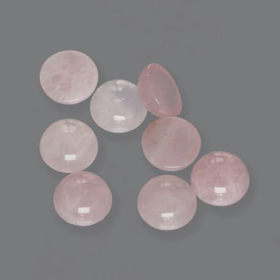 Cabuchon Moneda Cuarzo Rosado B (Encerado Puede Perder Su Color) 12mm. Venta por Unidad