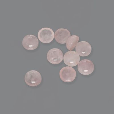 Cabuchon Moneda Cuarzo Rosado B (Encerado Puede Perder Su Color) 8mm. Venta por Unidad