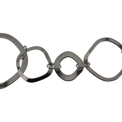 Cadena Latón Baño Negro Argollas Irregulares 20-45mm CK288. Venta por Metro