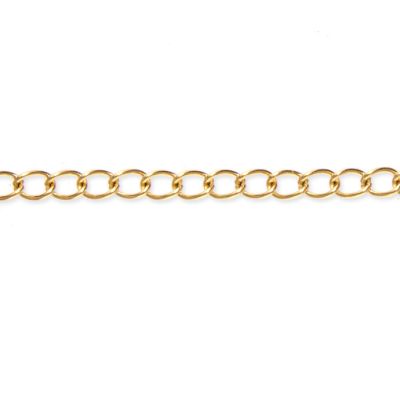 Cadena Acero Inoxidable Baño Dorado Ovalo 4x3mm. Venta por Metro