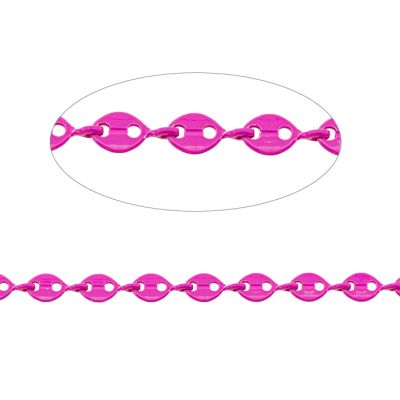 Cadena Metalica Esmaltada Tejido Gucci Fucsia 10mm. Venta por Metro