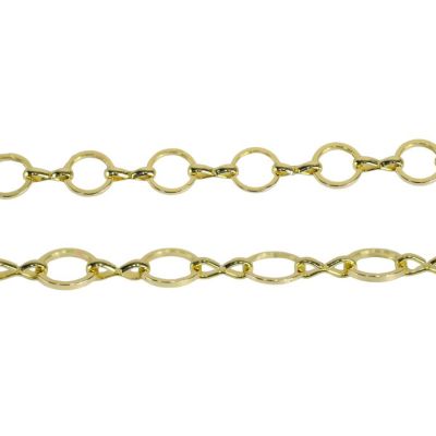 Cadena Latón 8mm Aros Dorado AAA e-coating CK26. Venta por Metro