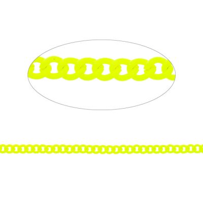 Cadena Metalica Esmaltada Trenzada 4x3mm Verde Neon. Venta por Metro