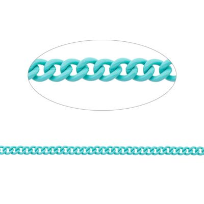 Cadena Metalica Esmaltada Trenzada 4x3mm Verde Turquesa Venta por Metro
