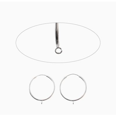 Herraje Candonga Plata 925 Redonda Lisa Con Argolla Abierta 28mm. Venta por Par