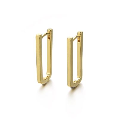 Arete Candonga Hoop Rectangular Dorada AAA Coating C3246 20mm. Venta por par