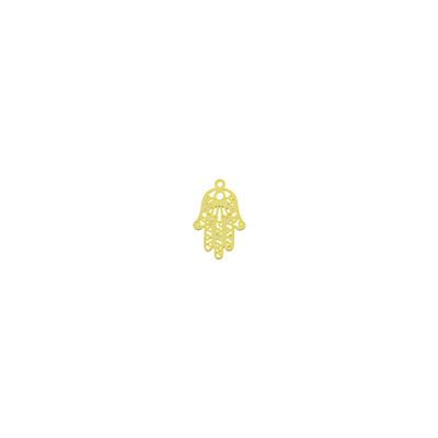 Dije Latón Dorado Charm Mano Hamsa 20mm 18KT AA CC64320. Venta por 6 Unidades