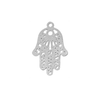 Dije Latón Libre Niquel Charm Mano Hamsa CC643 20mm. Venta por 6 Unidades