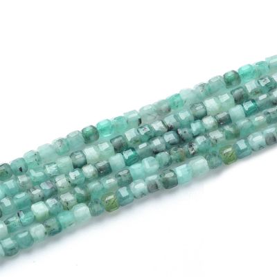 Cubo Facetada 2.5mm Esmeralda Africana B (Natural). Sarta por 38cm