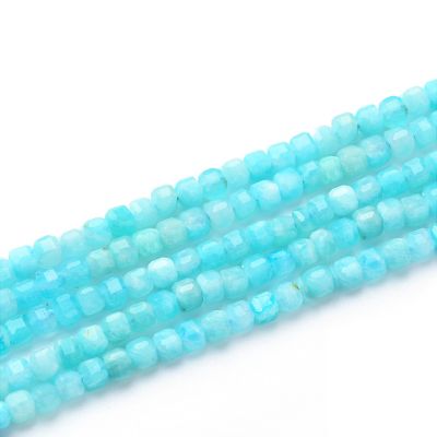 Cubo Facetado 2.5mm Amazonita AB Natural. Sarta por 38cm Aprox