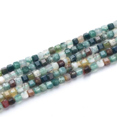 Cubo Facetado Agata India Natural 2.5mm. Sarta por 38cm