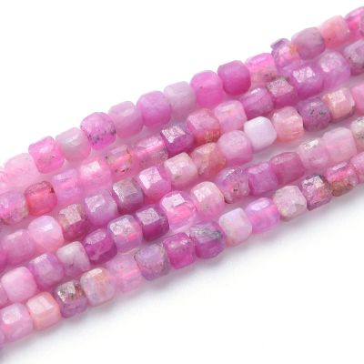 Cubo Facetado 2mm Ruby claro AB (Natural). Sarta por 38cm