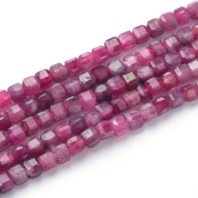 Cubo Facetado 2mm Turmalina Rosada A Natural. Sarta por 38cm Aprox