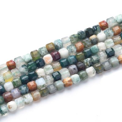 Cubo Facetado 3mm Agata India Natural. Sarta por 38cm Aprox