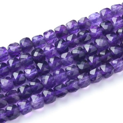 Cubo Facetado Amatista AB 3.8-4mm. Sarta por 38cm