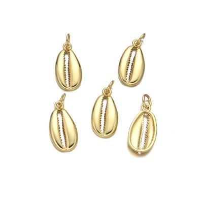 Dije Latón Dorado Charm 12mm Concha Cauri AAA e-coating. Venta por Unidad