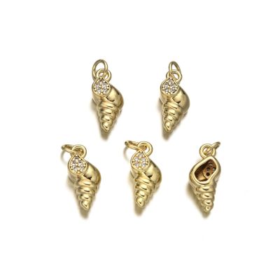 Dije Latón Dorado Charm 12mm Concha Caracol Espiral Brillantes. Venta por Unidad