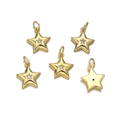 Dije Latón Dorado Charm 12mm Estrela Brillantes. Venta por Unidad