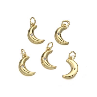 Dije Latón Dorado Charm 12mm Media Lina con Brillante AAA e-coating. Venta por Unidad