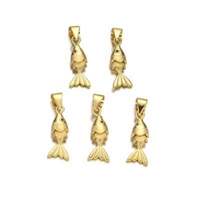 Dije Latón Dorado Charm 12mm Pez Movimiento AAA e-coating. Venta por Unidad