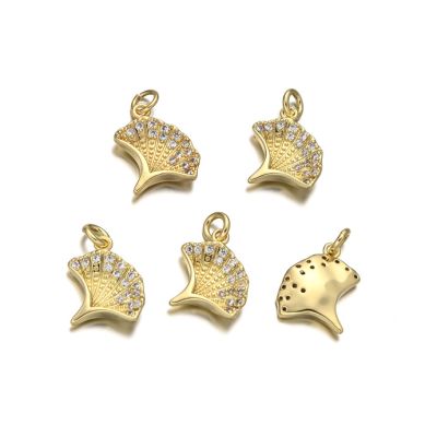 Dije Latón Dorado Charm 12mm Abanico Concha Marina. Venta por Unidad