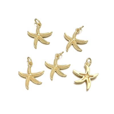 Dije Latón Dorado Charm 14mm Estella de Mar AAA e-coating. Venta por Unidad