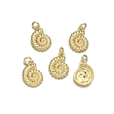 Dije Latón Dorado Charm 14mm Caracol Nautico. Venta por Unidad