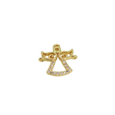 Dije Separador Charm Latón 12mm Angel Dorado AAA e-coating  W3543 Brillantes. Venta por Unidad