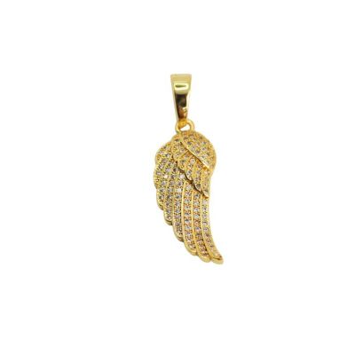 Dije Charm Latón 36mm Ala Dorada AAA e-coating W4732 Brillantes. Venta por Unidad