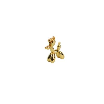 Dije Charm Latón Perro Globo Argolla 15mm Dorado AAA e-coating W5211. Venta por Unidad