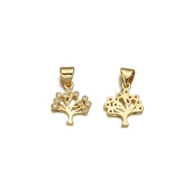 Dije Charm Latón Arbol de la vida 10mm Dorado AAA e-coating Brillantes W5347. Venta por Unidad